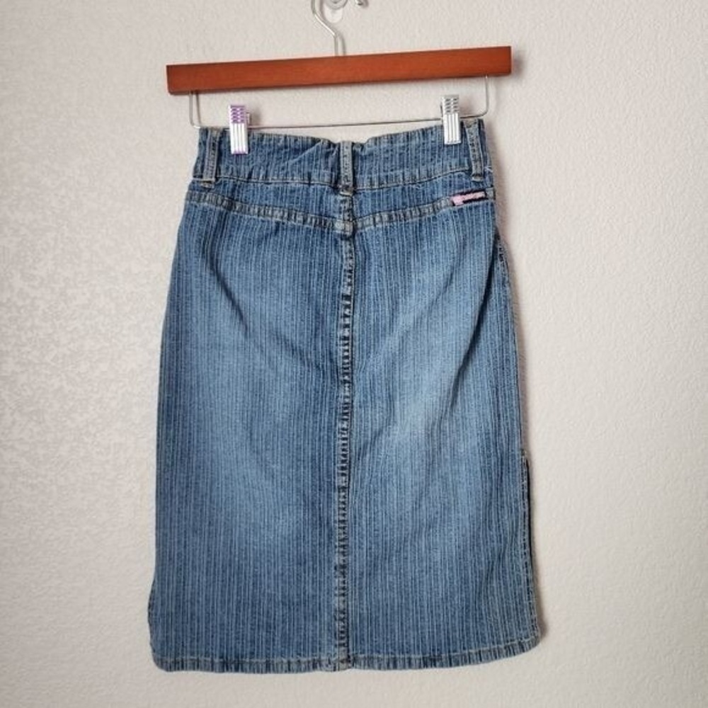 BUBBLEGUM VINTAGE 90s Ribbed Denim Skirt Y2K grunge coquette mini - Picture 6 of 10